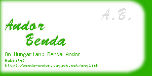 andor benda business card